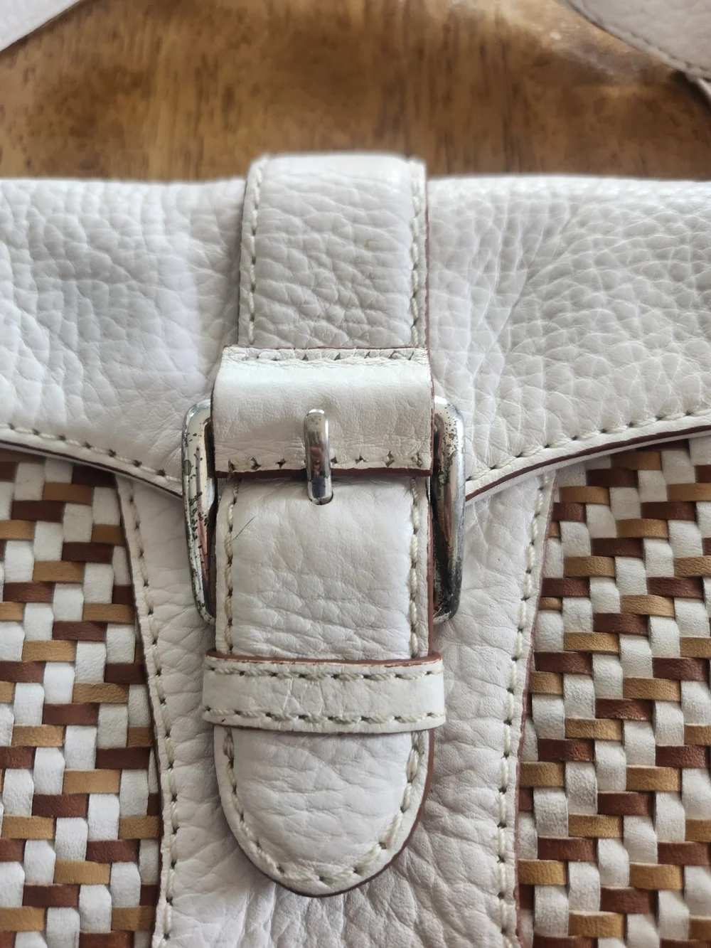 Michael Kors Vintage Y2K White Woven Leather Shoulder Bag